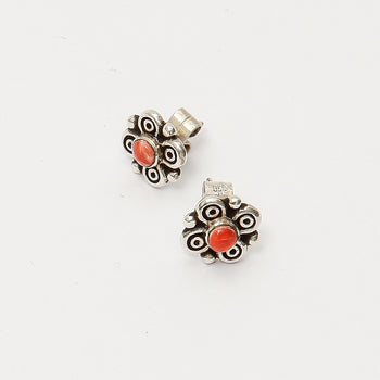 Aro Pequeño Flor y Piedras Plata Ona