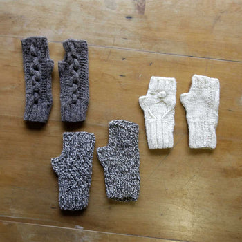 Miton a palillos lana de oveja