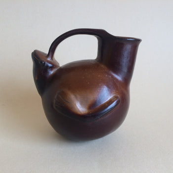 Reproducción Vasija Cerámica Rana Dos Patas Café