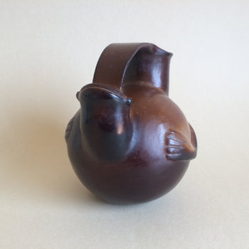 Reproducción Vasija Cerámica Rana Dos Patas Café